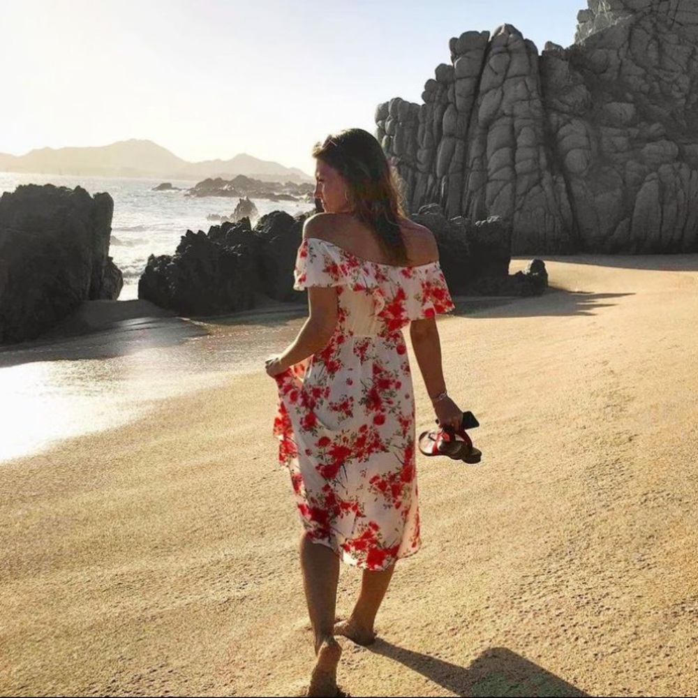 Off the should red floral dress